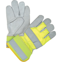Premium Quality High Visibility Fitters Gloves, Large, Split Cowhide Palm, Cotton Inner Lining Brunswick Fyr & Safety