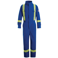Combinaisons de qualit&eacute; sup&eacute;rieure r&eacute;sistantes aux flammes avec bandes r&eacute;fl&eacute;chissantes, Taille 38, Bleu royal, 5,1 cal/cm² Brunswick Fyr & Safety