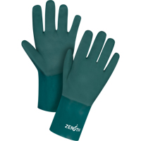 Double Dipped Green Gloves, 12" L, PVC, Cotton Jersey Inner Lining, 70-mil Brunswick Fyr & Safety