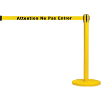 Barri&egrave;re autonome pour le contr&ocirc;le des foules, Acier, 35" h, Ruban Jaune, Longueur du ruban 7' Brunswick Fyr & Safety