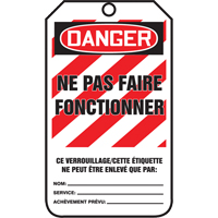 &eacute;tiquettes de verrouillage, Plastique, 3-3/8" la x 5-5/8" h, Français Brunswick Fyr & Safety