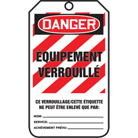 &eacute;tiquettes de verrouillage, Papier cartonn&eacute;, 3-3/8" la x 5-7/8" h, Français Brunswick Fyr & Safety