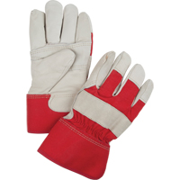Red & White Winter-Lined Fitters Gloves, Large, Grain Cowhide Palm, Boa Inner Lining SEI681 | Brunswick Fyr & Safety