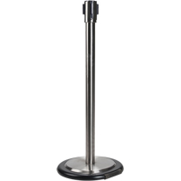 Free-Standing Crowd Control Barrier Receiver Post With Wheels, 35" High, Stainless SEI761 | Brunswick Fyr & Safety