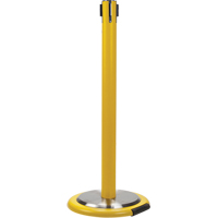 Free-Standing Crowd Control Barrier Receiver Post With Wheels, 35" High, Yellow SEI765 | Brunswick Fyr & Safety