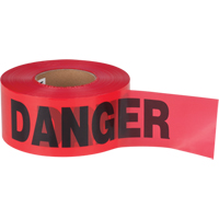 "Danger" Barricade Tape, Bilingual, 3" W x 1000' L, 1.5 mils, Black on Red SEK399 | Brunswick Fyr & Safety