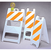Barricades, Folding, 25" L x 45" H, Orange/White SEK538 | Brunswick Fyr & Safety
