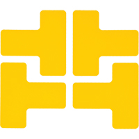Floor Corner Marks, T, 5" L x 2" W, Yellow, Polyester Brunswick Fyr & Safety