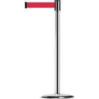 Montant pour barri&egrave;re Slimline TensaBarrier, Acier, 38" h, Ruban Rouge, Longueur du ruban 7,5' Brunswick Fyr & Safety