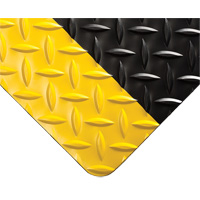 Tapis Diamond-Plate pour tableau de contr&ocirc;le no 701, 3' la x 75' lo, 1/4" &eacute;paisseur, Noir/Jaune, PVC Brunswick Fyr & Safety
