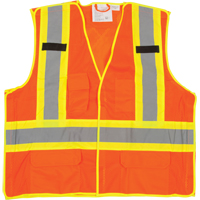Veste de sécurité détachable en cinq points de première qualité, Orange haute visibilité, Grand/T-Grand, Polyester, CSA Z96 classe 2 - niveau 2 SFQ532 | Brunswick Fyr & Safety