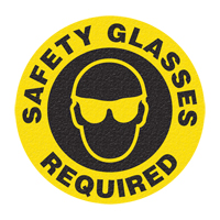 "Safety Glasses" Floor Sign, Adhesive, English with Pictogram SFU879 | Brunswick Fyr & Safety