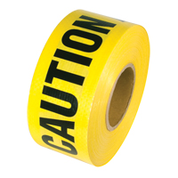 Reinforced Grade Barricade Tape, English, 3" W x 500' L, 5 mils, Black on Yellow Brunswick Fyr & Safety