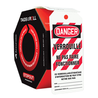 &eacute;tiquettes de s&eacute;curit&eacute; en rouleaux, Plastique, 3" la x 6-1/4" h, Français Brunswick Fyr & Safety
