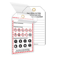 &eacute;tiquettes auto-plastifiantes pour le milieu de travail, Papier cartonn&eacute;, 3-3/8" la x 5-3/4" h, Français Brunswick Fyr & Safety