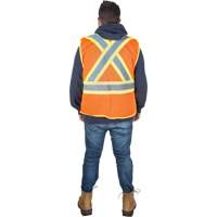 Flame-Resistant Surveyor Vest, High Visibility Orange, Medium, Polyester Brunswick Fyr & Safety