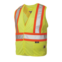 5-Point Tearaway Safety Vest, High Visibility Lime-Yellow, Large/X-Large, Polyester Brunswick Fyr & Safety