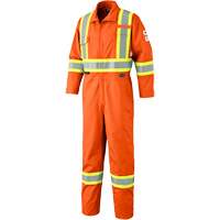 7702 FR Hi-Vis Safety Coveralls, Size 36, Orange Brunswick Fyr & Safety