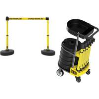 PLUS Barrier Post Cart Kit with Tray, 75' L, Metal, Yellow Brunswick Fyr & Safety