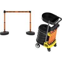 PLUS Barrier Post Cart Kit with Tray, 75' L, Metal, Orange Brunswick Fyr & Safety