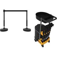PLUS Barrier Post Cart Kit with Tray, 75' L, Metal, Black Brunswick Fyr & Safety