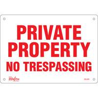 "Private Property" Sign, 7" x 10", Aluminum, English Brunswick Fyr & Safety