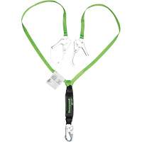 Miller&reg; HP Shock-Absorbing Lanyard, 6', Scaffold Hook Center, Locking Snap Hook Leg Ends, Polyester Brunswick Fyr & Safety