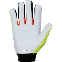 ClutchGear&reg; High-Visibility Mechanic's Gloves, Grain Goatskin Palm, Size Medium Brunswick Fyr & Safety