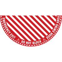 Signalisation au sol ?Emergency Exit? (sortie de secours) pour porte battante en demi-cercle, Adh&eacute;sif, Anglais avec pictogramme Brunswick Fyr & Safety
