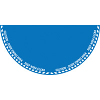Signalisation au sol ?Caution? (attention) pour porte battante en demi-cercle, Adh&eacute;sif, Anglais avec pictogramme Brunswick Fyr & Safety