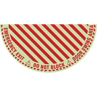 Signalisation au sol ?Emergency Exit? (sortie de secours) pour porte battante en demi-cercle, Adh&eacute;sif, Anglais avec pictogramme Brunswick Fyr & Safety