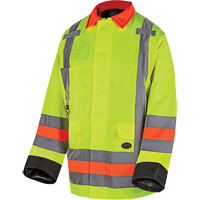 6040 Quebec Winter Traffic Control Jacket, Polyester, High Visibility Lime-Yellow, X-Small Brunswick Fyr & Safety