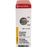 SmartCompliance&reg; Refill Compress Pressure Bandage with Ties, 4" L x 4" W Brunswick Fyr & Safety