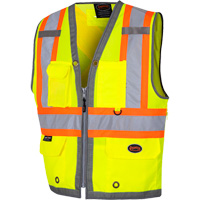 6673 Mesh-Back Zip-Front Surveyor's Vest, High Visibility Lime-Yellow, Small, Polyester Brunswick Fyr & Safety