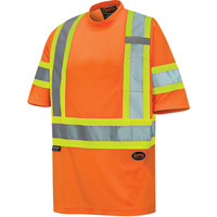 6970 Bird's-Eye Safety T-Shirt, Polyester, X-Small, High Visibility Orange Brunswick Fyr & Safety