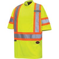 6971 Bird's-Eye Safety T-Shirt, Polyester, X-Small, High Visibility Lime-Yellow Brunswick Fyr & Safety