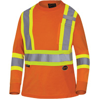 6968 Bird's-Eye Women's Safety T-Shirt, Polyester, X-Small, High Visibility Orange Brunswick Fyr & Safety