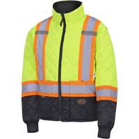 5016 Manteau matelass&eacute; pour cong&eacute;lateur, Polyester, Noir/Jaune lime haute visibilit&eacute;, T-petit Brunswick Fyr & Safety
