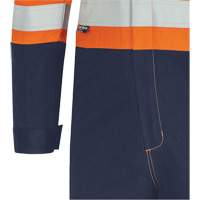 FR-Tech<sup>®</sup> 2-Tone Safety Coverall, Size 36, Navy Blue/Orange, 10 cal/cm² SHE234 | Brunswick Fyr & Safety