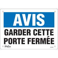 "Porte ferm&eacute;e" Sign, 7" x 10", Vinyl, French Brunswick Fyr & Safety