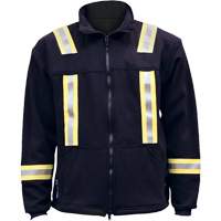 Flame Resistant Striped Full Zip Fleece Jacket, Small, Navy Blue SHG734 | Brunswick Fyr & Safety