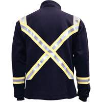 Flame Resistant Striped Full Zip Fleece Jacket, Small, Navy Blue SHG734 | Brunswick Fyr & Safety