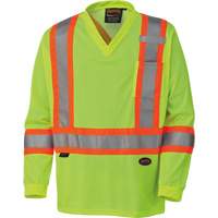 6985 Traffic Micro Mesh Long-Sleeved Safety Shirt, Small, High Visibility Lime-Yellow Brunswick Fyr & Safety
