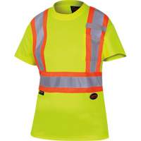 6949 Women's Bird's-Eye Safety T-Shirt, Polyester, X-Small, High Visibility Lime-Yellow Brunswick Fyr & Safety