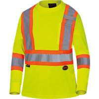 6969 Women's Bird's-Eye Long-Sleeved Safety Shirt, Polyester, X-Small, High Visibility Lime-Yellow Brunswick Fyr & Safety