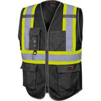 6959BK Tricot High-Visibility Safety Vest with Zipper Closure, Black, X-Small, Polyester Brunswick Fyr & Safety