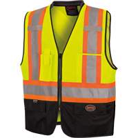 6895 High-Visibility Zip Front Bi-Colour Safety Vest, Black/High Visibility Lime-Yellow, 2X-Large/3X-Large, Polyester Brunswick Fyr & Safety