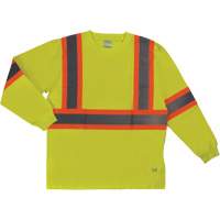 Long Sleeve Safety T-Shirt, Cotton, X-Small, High Visibility Lime-Yellow Brunswick Fyr & Safety