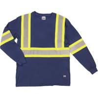 Long Sleeve Safety T-Shirt, Cotton, X-Small, Navy Blue Brunswick Fyr & Safety