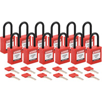 Cadenas de verrouillage Velocity, Rouge, Cl&eacute;s diff&eacute;rentes, Nylon, Largeur de 1-1/2" Brunswick Fyr & Safety